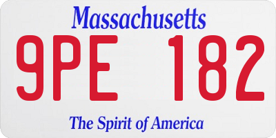 MA license plate 9PE182