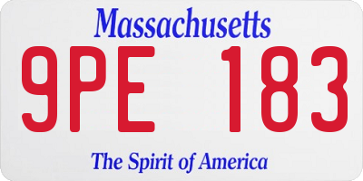 MA license plate 9PE183
