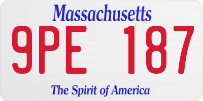 MA license plate 9PE187