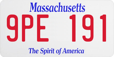 MA license plate 9PE191