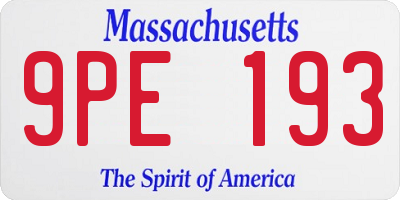 MA license plate 9PE193
