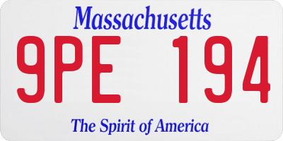 MA license plate 9PE194