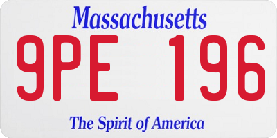 MA license plate 9PE196