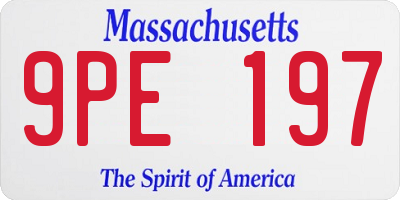 MA license plate 9PE197