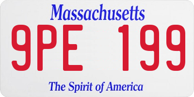 MA license plate 9PE199
