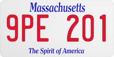 MA license plate 9PE201