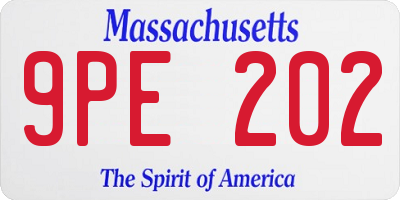 MA license plate 9PE202