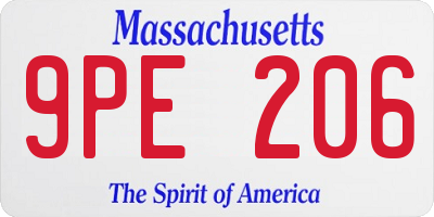 MA license plate 9PE206
