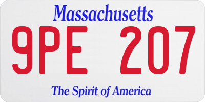 MA license plate 9PE207