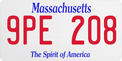 MA license plate 9PE208