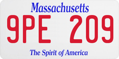MA license plate 9PE209
