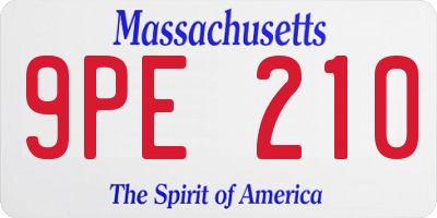MA license plate 9PE210