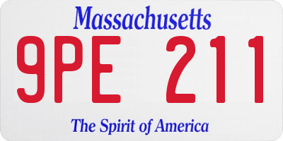 MA license plate 9PE211