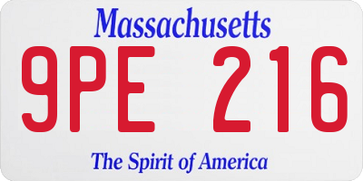 MA license plate 9PE216