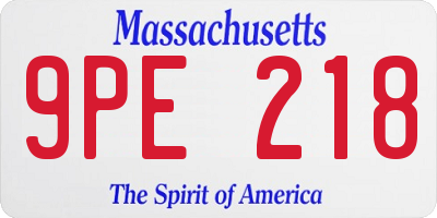 MA license plate 9PE218