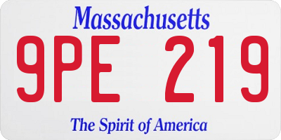 MA license plate 9PE219