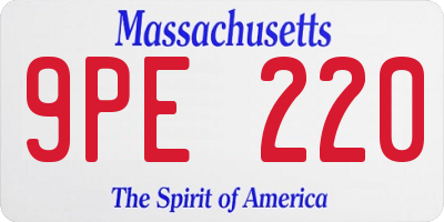 MA license plate 9PE220