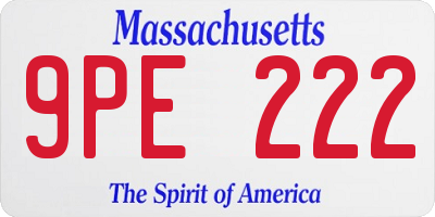 MA license plate 9PE222