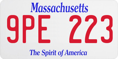 MA license plate 9PE223