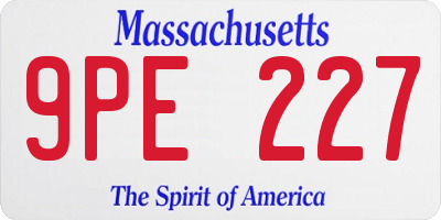 MA license plate 9PE227