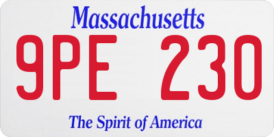 MA license plate 9PE230