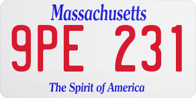 MA license plate 9PE231