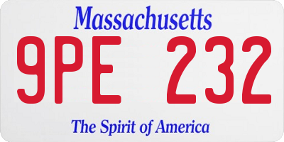 MA license plate 9PE232