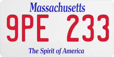 MA license plate 9PE233