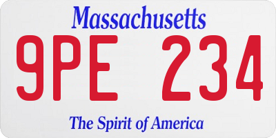 MA license plate 9PE234