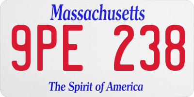 MA license plate 9PE238