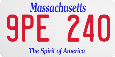 MA license plate 9PE240