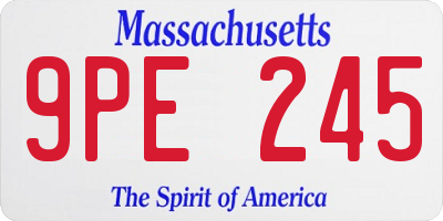 MA license plate 9PE245
