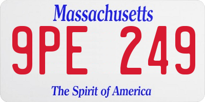 MA license plate 9PE249