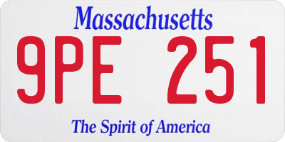 MA license plate 9PE251