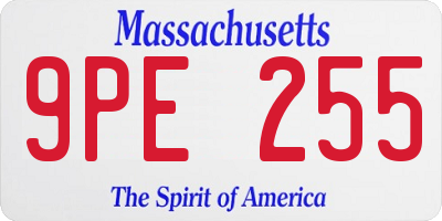 MA license plate 9PE255