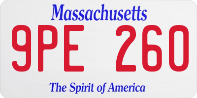 MA license plate 9PE260