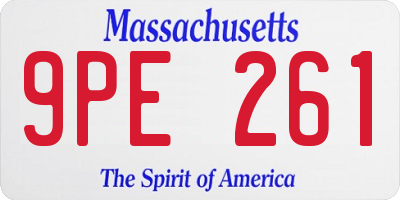 MA license plate 9PE261