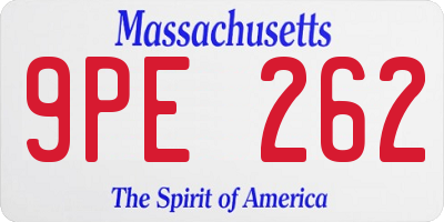 MA license plate 9PE262
