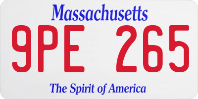 MA license plate 9PE265