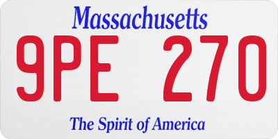 MA license plate 9PE270