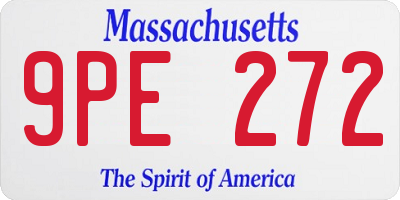 MA license plate 9PE272