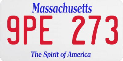 MA license plate 9PE273