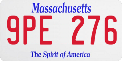 MA license plate 9PE276
