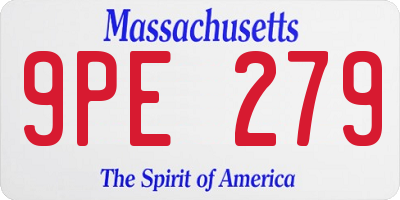 MA license plate 9PE279