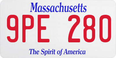 MA license plate 9PE280