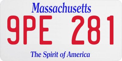 MA license plate 9PE281