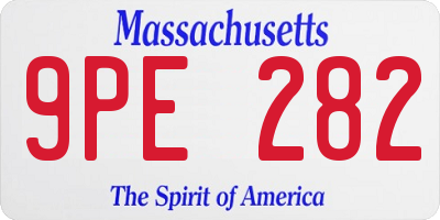 MA license plate 9PE282