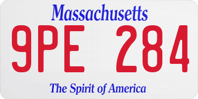 MA license plate 9PE284