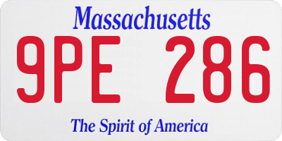 MA license plate 9PE286