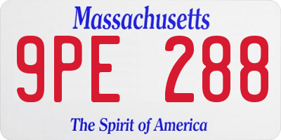 MA license plate 9PE288